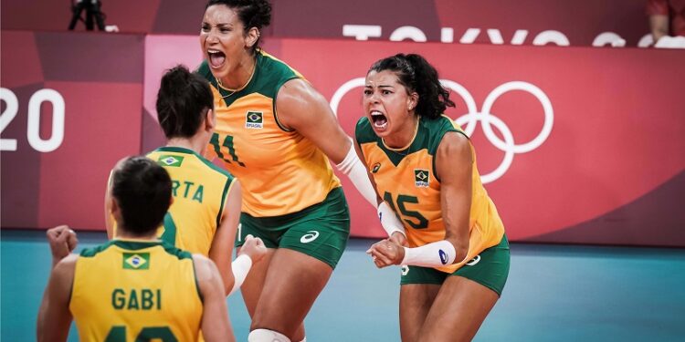 Brasil vira sobre russas e está na semifinal do vôlei feminino nas Olimpíadas.